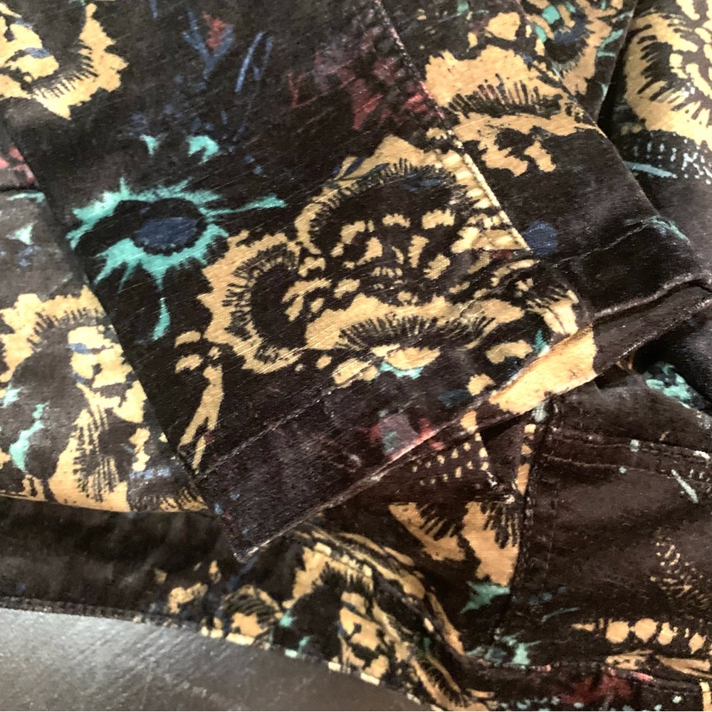 FREE PEOPLE "Lennon" Stretch flocked velvet mid rise moto-inspired jeans - Picture 5 of 8